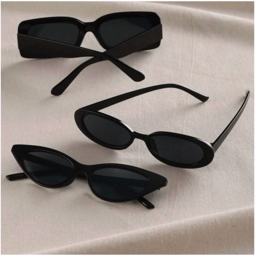 Y2K Black Fashion Cateye Retro Fashion Sunglasses 3 pair - Picture 6 of 6